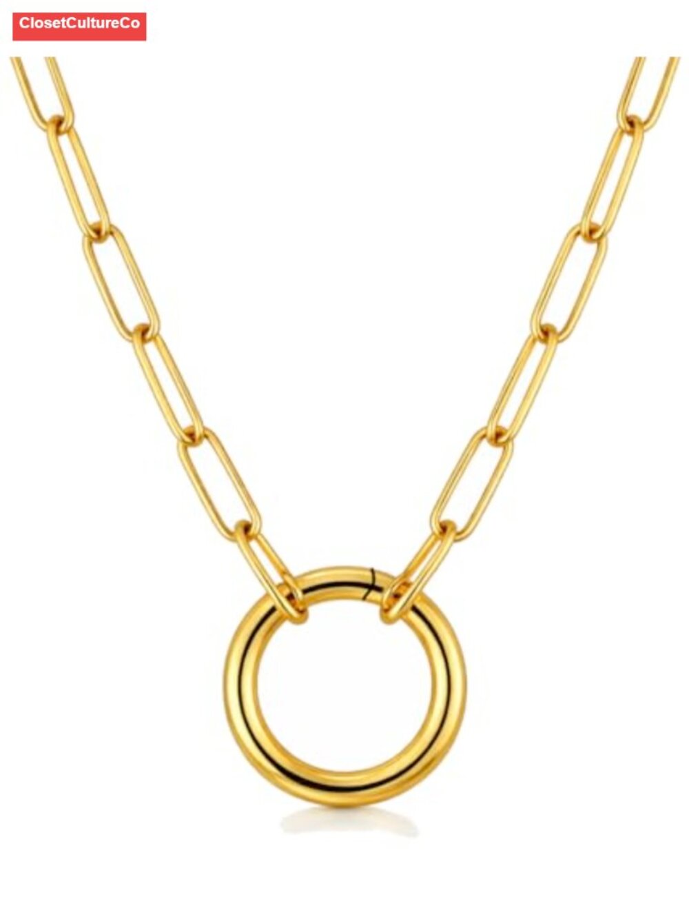 18k Gold Plated Stainless Steel Charm Holder Necklace 20in